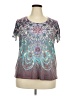 Appropriate Behavior 100% Polyester Paisley Teal Short Sleeve T-Shirt Size 2X - photo 1