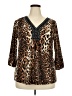 Perceptions Woman Animal Print Brown 3/4 Sleeve Blouse Size 2X - photo 1