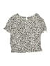 Splendid 100% Rayon Animal Print Ivory Short Sleeve Blouse Size 7 - 8 - photo 2