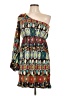 Judith March Print Teal Cocktail Dress Size L - photo 1