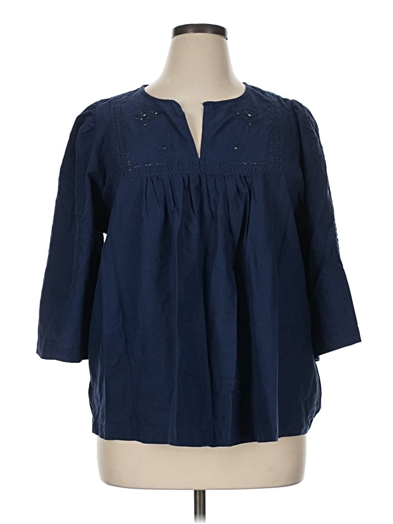 Pre-owned Calypso St Barth 3/4 Sleeve Blouse In Blue
