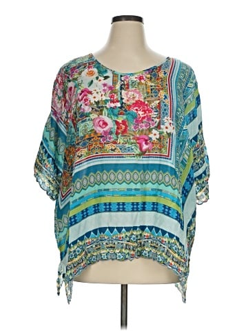 Johnny Was Short Sleeve Silk Top (view 1)