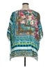 Johnny Was 100% Silk Teal Blue Short Sleeve Silk Top Size 1X - photo 2