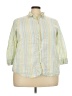 L.L.Bean 100% Linen Stripes Green 3/4 Sleeve Button-Down Shirt Size 3X - photo 1