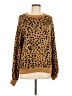 Crown & Ivy 100% Acrylic Animal Print Brown Pullover Sweater Size M - photo 1
