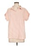 Cotton Bleu Stripes Orange Short Sleeve Blouse Size L - photo 1
