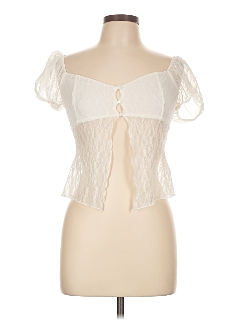 Windsor Short Sleeve Top Ivory Sweetheart Neckline Tops