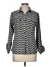 Notations Chevron-herringbone Silver Long Sleeve Blouse Size M - photo 1