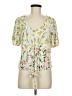 Lily White Yellow Short Sleeve Blouse Size M - photo 1