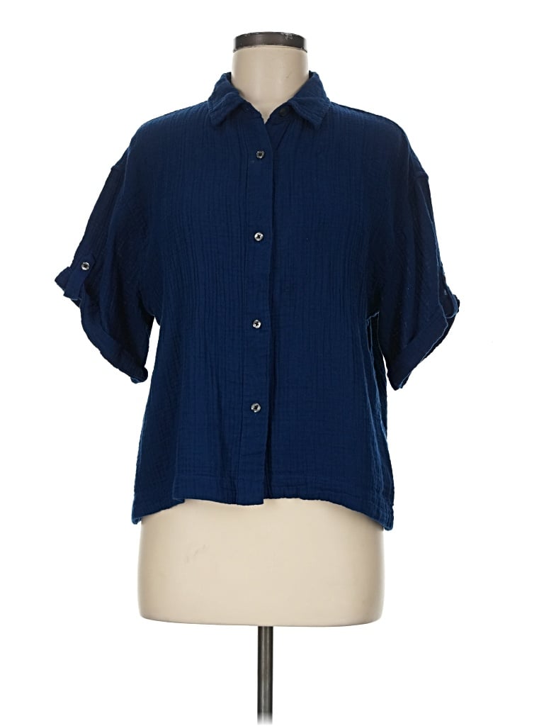 Pre-owned L.l.bean Short Sleeve Blouse In Blue