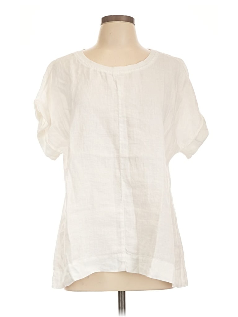 Pre-owned Flax Short Sleeve Blouse In Ivory