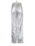 Express 100% Polyester Metallic Silver Casual Pants Size 0 - photo 2