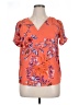 DR2 100% Polyester Floral Orange Short Sleeve Blouse Size XL - photo 1