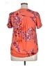 DR2 100% Polyester Floral Orange Short Sleeve Blouse Size XL - photo 2