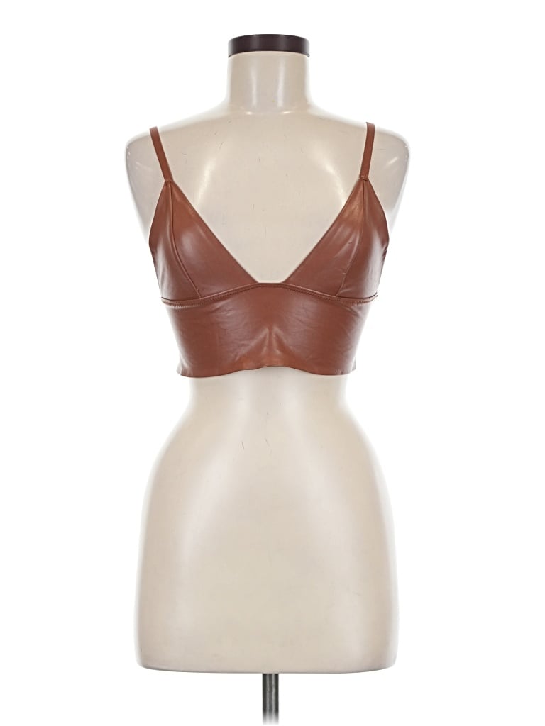 Pre-owned Unbranded Tank Top Brown Plunge Neckline Tops