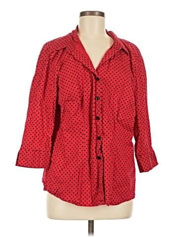 Fashion Bug 3/4 Sleeve Button-Down Shirt (view 1)