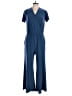 The ZigZag Stripe 100% Polyester Solid Blue Jumpsuit Size L - photo 1