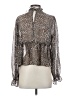 Francesca's 100% Polyester Animal Print Brown Long Sleeve Blouse Size S - photo 2