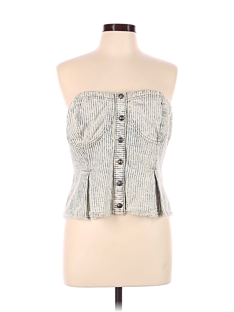 Pre-owned Pilcro Sleeveless Button Down Shirt In Ivory