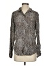 Dalia Collection Animal Print Silver Long Sleeve Blouse Size S - photo 1