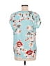 Fun2Fun 100% Polyester Floral Teal Short Sleeve Blouse Size M - photo 2
