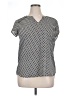 Pleione 100% Polyester Houndstooth Silver Short Sleeve Blouse Size XL - photo 1