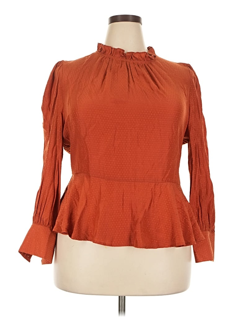 Pre-owned Who What Wear 3/4 Sleeve Blouse In Orange