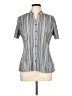 Fred David Stripes Gray Short Sleeve Blouse Size L - photo 1