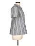 Fred David Stripes Gray Short Sleeve Blouse Size L - photo 4