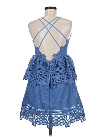 Self-Portrait Cornflower Blue Guipure Lace Mini Dress (view 2)