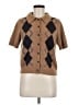 H&M Argyle Brown Short Sleeve Blouse Size M - photo 1