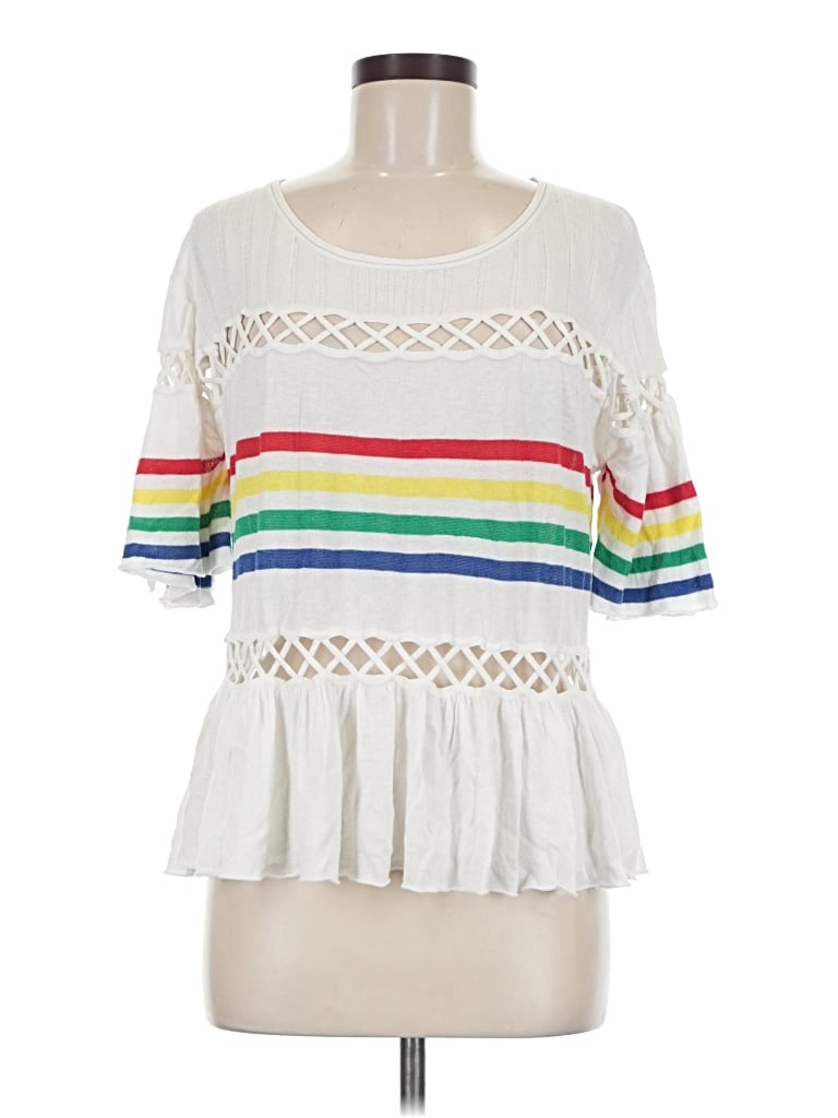 Pre-owned Wildfox Short Sleeve Top White Square Neckline Tops