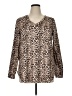 Apt. 9 Animal Print Tan Long Sleeve Blouse Size XL - photo 1