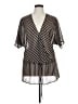 Coldwater Creek 100% Polyester Stripes Black Short Sleeve Blouse Size 16 - photo 1