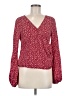Leith 100% Polyester Floral Red Burgundy Long Sleeve Blouse Size M - photo 1