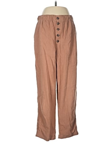 Madewell Cotton-Linen Pull-On High-Rise Tapered Pants: Button-Front Edition (view 1)