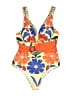Unbranded Floral Orange One Piece Swimsuit Size L - photo 1