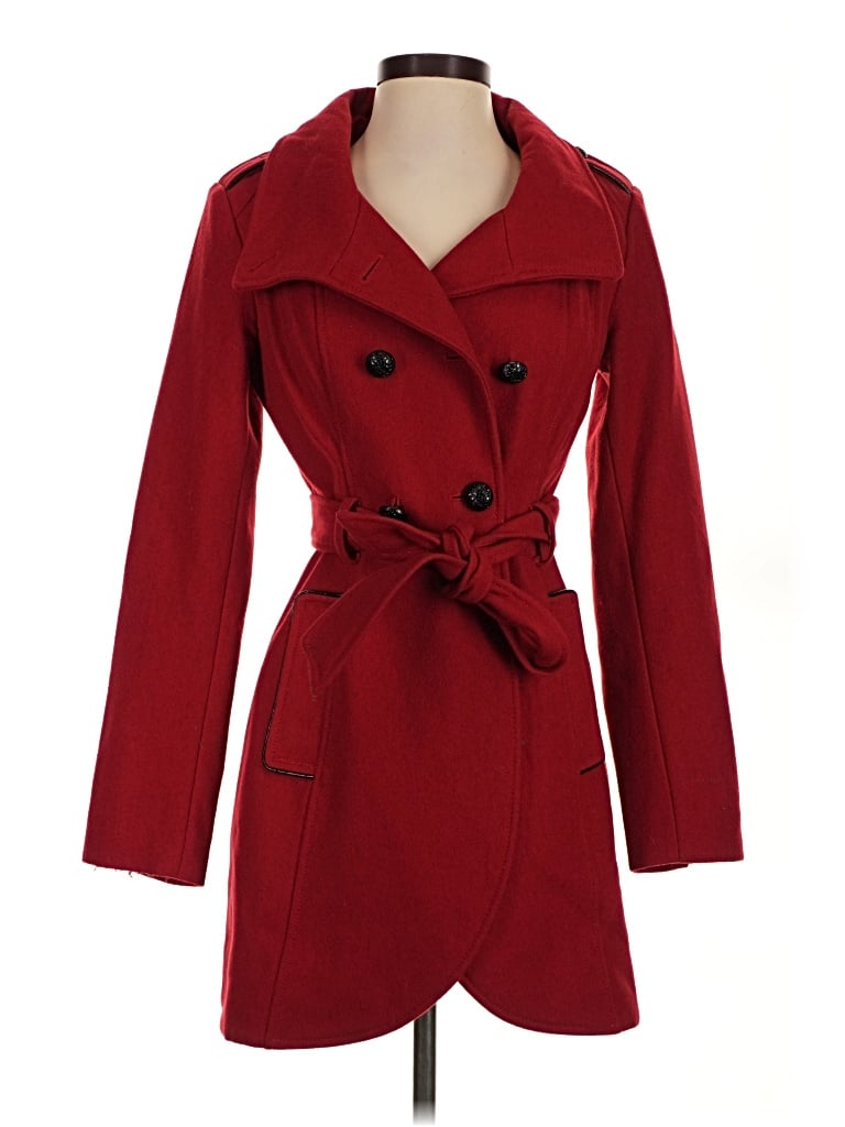 Pre-owned Guess Jeans Wool Coat In Red