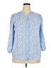 Monday Fun 100% Polyester Blue 3/4 Sleeve Blouse Size XXL - photo 1