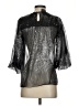 Poleci Metallic Silver 3/4 Sleeve Blouse Size 2 - photo 2