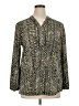 J. McLaughlin Chevron-herringbone Green Long Sleeve Blouse Size XL - photo 1