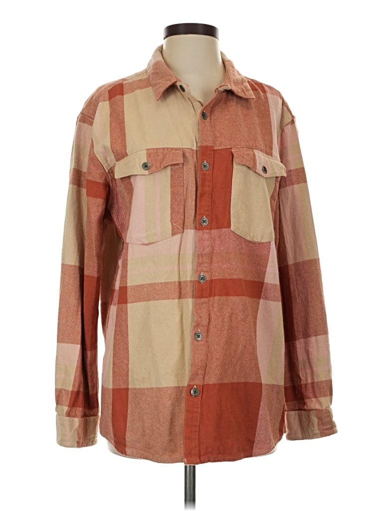 Pre-owned Roxy Long Sleeve Button Down Shirt In Brown