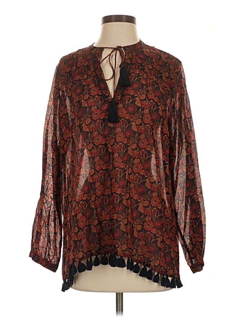 Pre-owned Roller Rabbit Long Sleeve Blouse In Brown