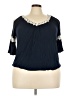 G Collection Blue Short Sleeve Blouse Size 2X - photo 1