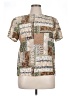 Rodier 100% Silk Graphic Tan Short Sleeve Silk Top Size 14 - photo 1