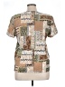 Rodier 100% Silk Graphic Tan Short Sleeve Silk Top Size 14 - photo 2