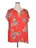 Pleione 100% Polyester Red Short Sleeve Blouse Size 2X - photo 1