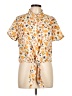 Timing 100% Polyester Floral Orange Short Sleeve Blouse Size L - photo 1