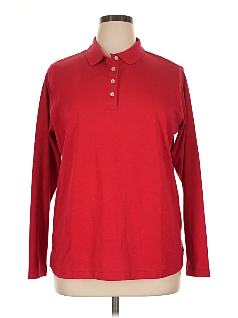 Pre-owned Lands' End Long Sleeve Blouse In Red