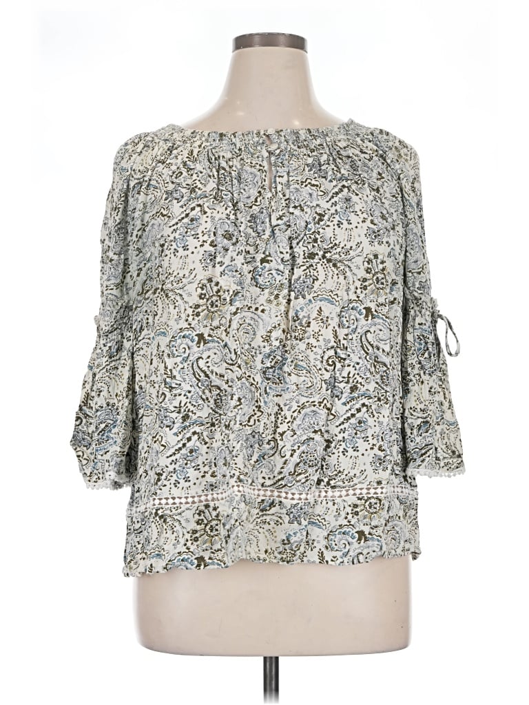 Pre-owned Westport 3/4 Sleeve Blouse In Gray
